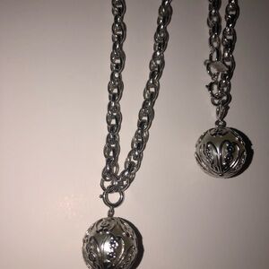 Silver Filigree Ball Pendant Necklace - Women Jewelry